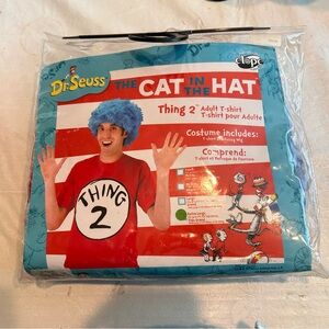 Dr. Seuss Thing Two Costume Unisex Sz Adult XL T-Shirt Adjustable Wig Halloween